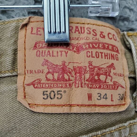 Levis Jeans Mens 34x30 Tan 505 Regular Fit 100% Cotton Made In Hong Kong - Picture 2 of 14